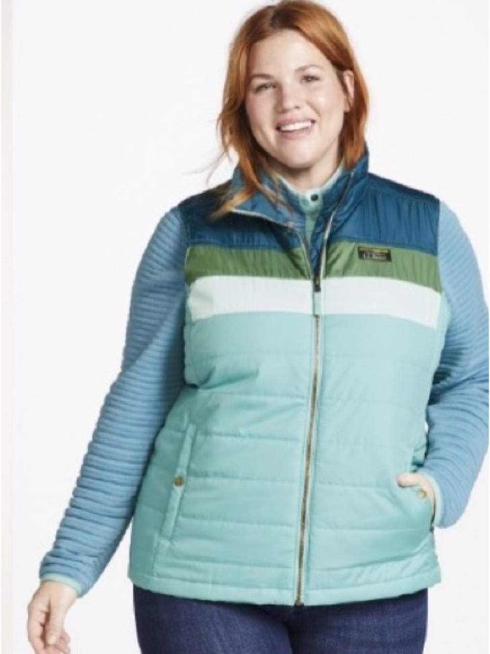 L.L. Bean Women's Mountain Classic Puffer Vest, Teal Colorblock, Size M - Picture 5 of 5